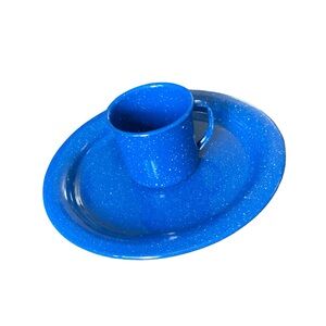 Cinsa Blue‎ Vtg 2 Piece Enamelware Camp: 1 Plate, 1 Mug, Tableware set NEW